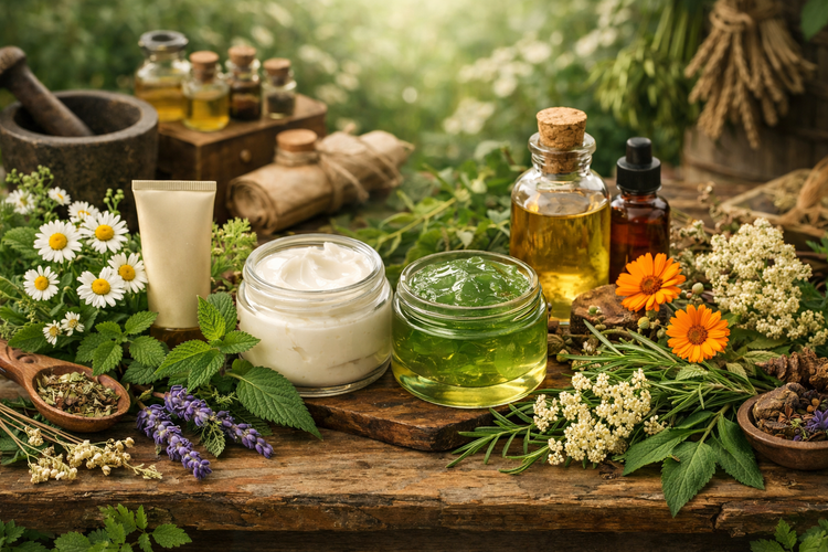 Natuurlijke Crème en gels op kruiden basis 