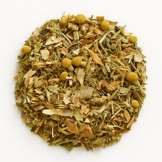 Slank & Fit kruidenthee: ronde hoop kamille- en kruidenmix op wit